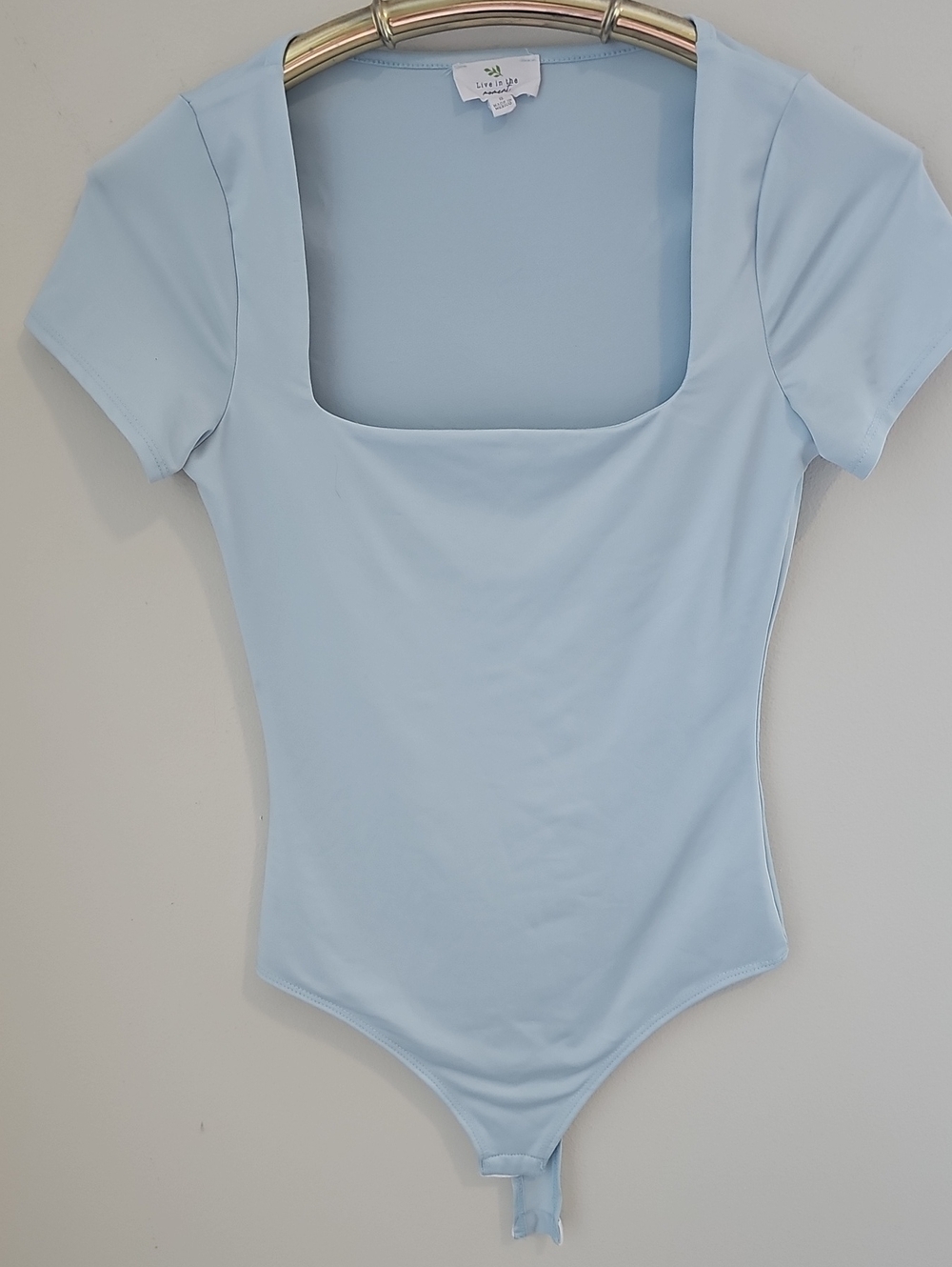 Light Blue Square Neck Bodysuit - Live In The Momement Sz Small